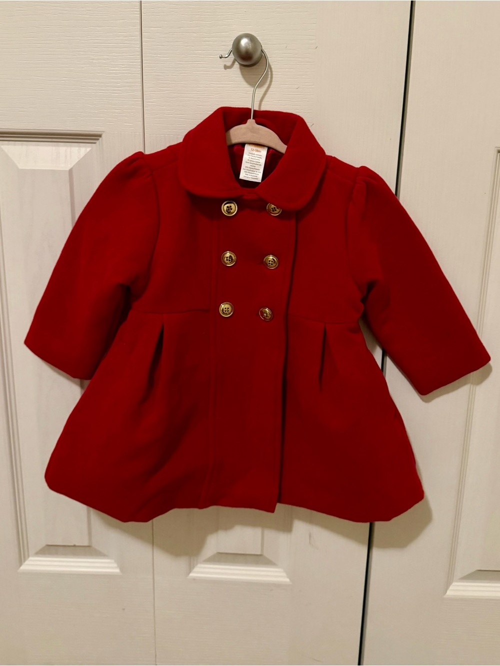 Gymboree Red Double-Breasted Pea Coat with Gold Buttons